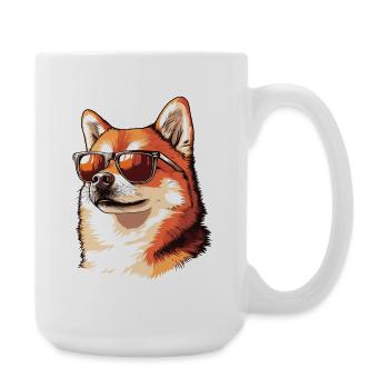 Shiba Inu avec des lunettes de soleil - Grande tasse 440 ml - blanc - Droite