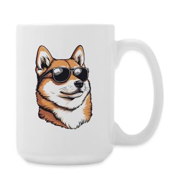 Shiba mit Sonnenbrillen-Charme - Große Tasse 440 ml - Weiß - Rechts