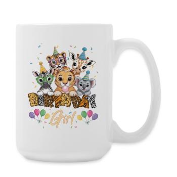Tiere Zoo Party Dschungel Zoo Geburtstagskind - Große Tasse 440 ml - Weiß - Rechts