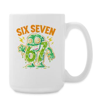 Six Seven 67 Zombie Horror Humor Italian Brainrot - Große Tasse 440 ml - Weiß - Rechts