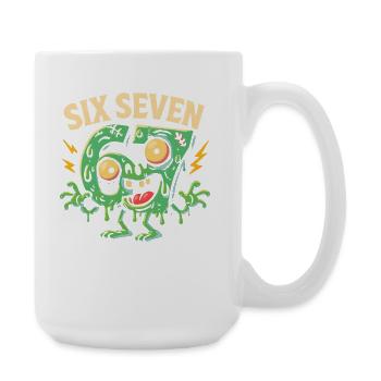 Six Seven 67 Zombie Horror Humor Italian Brainrot - Large Mug 440 ml - white - Right