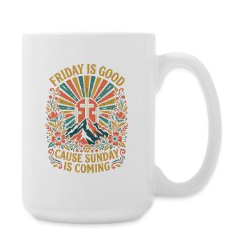 Friday Good Sunday Coming Christian Floral Design - Large Mug 440 ml - white - Right