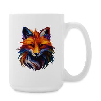 Colorful Fox Polygon Art – Modern Animal Design - Large Mug 440 ml - white - Right