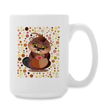 Beaver Dots - Large Mug 440 ml - white - Right