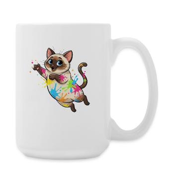 Colorful Splashes of Color Cat - Large Mug 440 ml - white - Right
