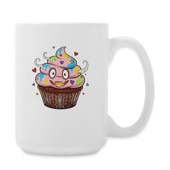 Colorful Cupcake with Eyes & Colors - Large Mug 440 ml - white - Right