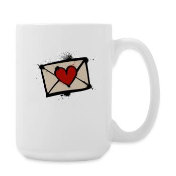 Herzbrief Graffiti Liebespost - Große Tasse 440 ml - Weiß - Rechts