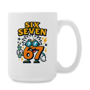 Six Seven 67 Science Humor Nerd Gift Idea - Large Mug 440 ml - white - Right