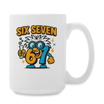 Six Seven 67 Science Humor Nerd Gift Idea - Large Mug 440 ml - white - Right