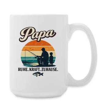 Papa Ruhe Kraft Zuhause Angeln Retro Motiv - Große Tasse 440 ml - Weiß - Rechts