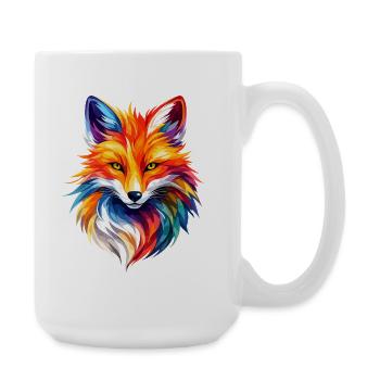 Colorful Fox Polygon Design – Moderne Fuchs Kunst - Große Tasse 440 ml - Weiß - Rechts