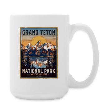 Grand Teton Retro Poster Wyoming - Große Tasse 440 ml - Weiß - Rechts