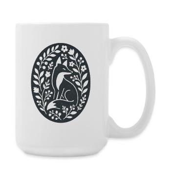 Fuchs | Waldtiere Blumen Folk Art - Große Tasse 440 ml - Weiß - Rechts