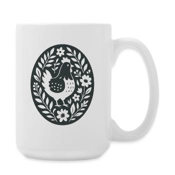 Chicken | Farm Flowers Folk Art - Large Mug 440 ml - white - Right
