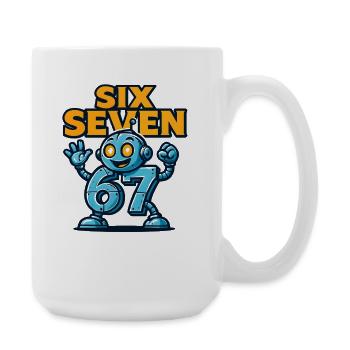 Six Seven 67 Italian Brainrot Robot Meme Humor - Large Mug 440 ml - white - Right