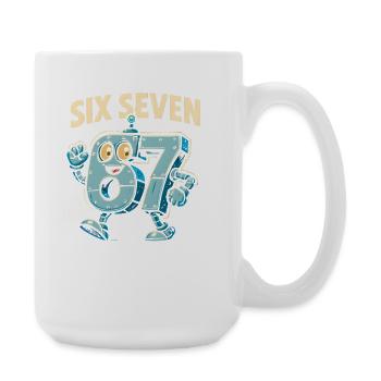 Six Seven 67 Italian Brainrot Robot Meme Humor - Large Mug 440 ml - white - Right