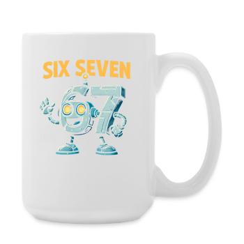 Six Seven 67 Italian Brainrot Robot Meme Humor - Large Mug 440 ml - white - Right