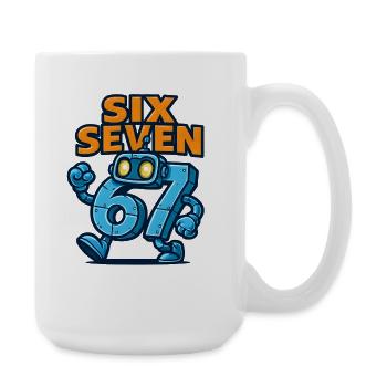 Six Seven 67 Italian Brainrot Robot Meme Humor - Large Mug 440 ml - white - Right