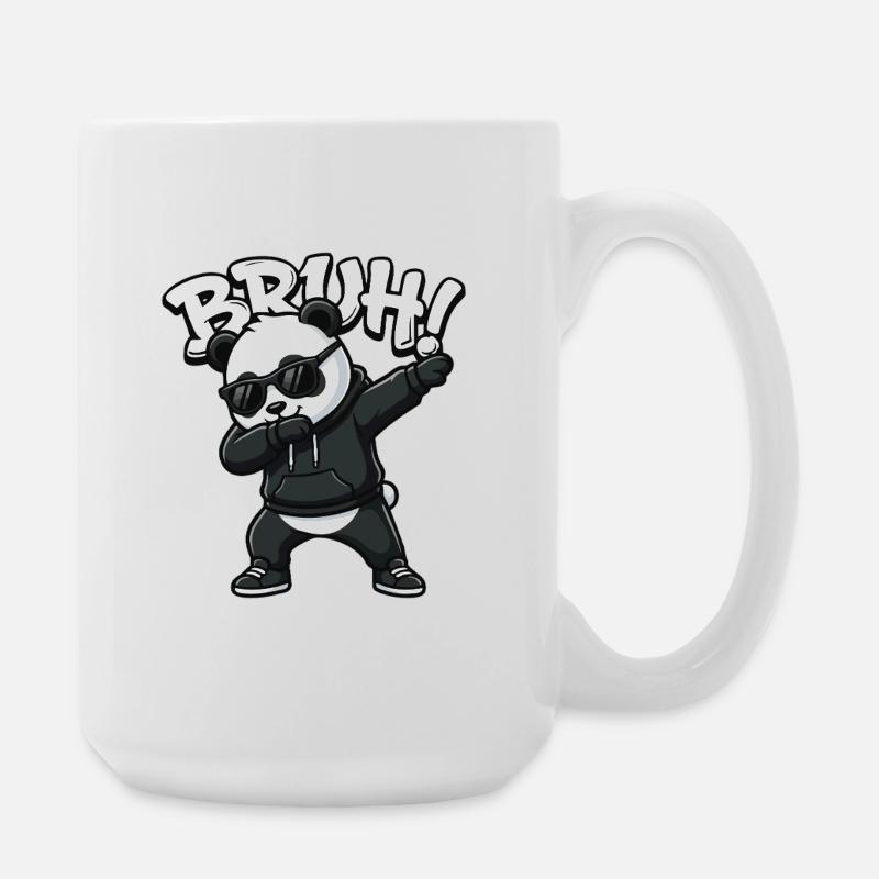 Bruh Panda Dabbing Cool Panda Bär Lustig - Große Tasse 440 ml - Weiß