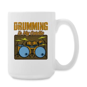 Drumming Is My Cardio Retro Drum Set Graphic - Große Tasse 440 ml - Weiß - Rechts