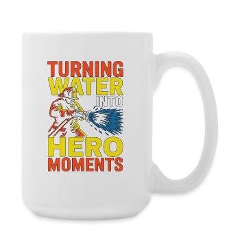 Fire Engineer Turning Water Into Hero Firefighting - Large Mug 440 ml - white - Right