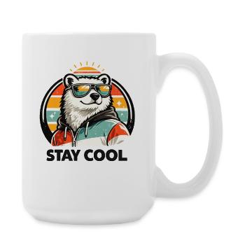 Stay Cool Eisbär im Retro Sonnenbrillen Look - Große Tasse 440 ml - Weiß - Rechts