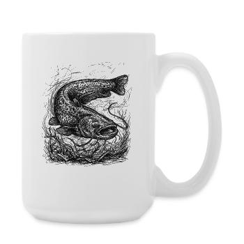 Wels Angeln Design – Art de la pêche au poisson-chat - Grande tasse 440 ml - blanc - Droite