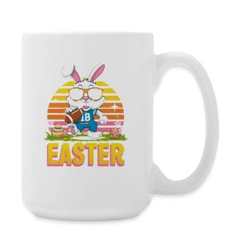 Easter Football Bunny with Sunglasses Jersey 18 - Large Mug 440 ml - white - Right