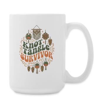 Knot chaos survived | Macrame Boho - Large Mug 440 ml - white - Right
