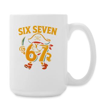 Six Seven 67 Pirat Italian Brainrot Humor Lustig - Große Tasse 440 ml - Weiß - Rechts