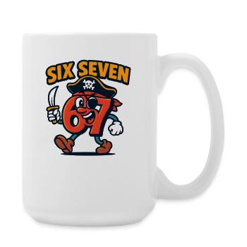 Six Seven 67 Pirat Italian Brainrot Humor Lustig - Große Tasse 440 ml - Weiß - Rechts
