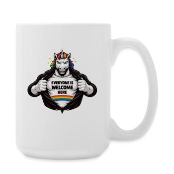 Vielfalt & Respekt Regenbogen Statement Design - Große Tasse 440 ml - Weiß - Rechts