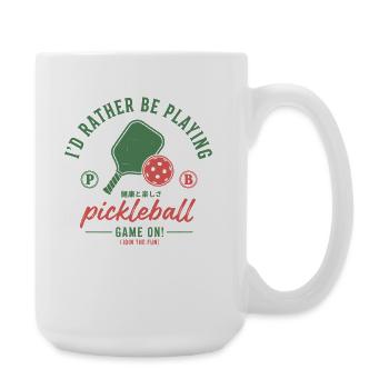 Pickleball Funny Player Playing Pickleball Court - Large Mug 440 ml - white - Right