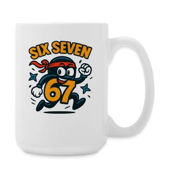 Six Seven 67 Italian Brainrot Ninja Humor Lustig - Große Tasse 440 ml - Weiß - Rechts