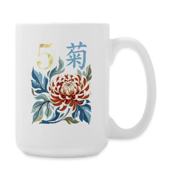 Mahjong-Blumenfliese 5 - Große Tasse 440 ml - Weiß - Rechts