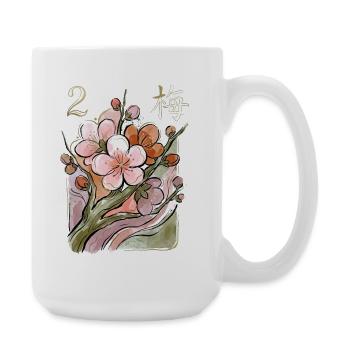 Mahjong-Blumenfliese 2 - Große Tasse 440 ml - Weiß - Rechts