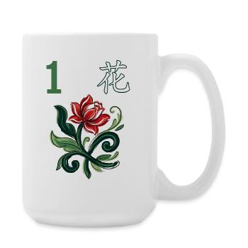 Mahjong-Blumenfliese 1 - Große Tasse 440 ml - Weiß - Rechts