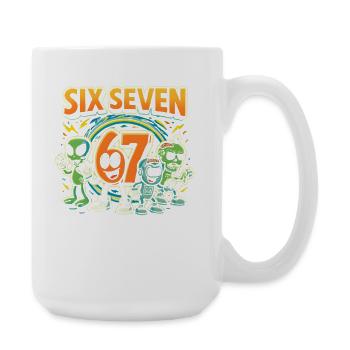 Six Seven 67 Italian Brainrot Nerd Humor Lustig - Große Tasse 440 ml - Weiß - Rechts