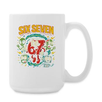 Six Seven 67 Italian Brainrot Nerd Humor Lustig - Große Tasse 440 ml - Weiß - Rechts