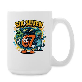 Six Seven 67 Italian Brainrot Nerd Humor Funny - Large Mug 440 ml - white - Right
