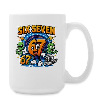 Six Seven 67 Italian Brainrot Nerd Humor Funny - Large Mug 440 ml - white - Right