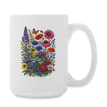 Wildblumen Blumen Blumen Botanischer Naturgarten - Große Tasse 440 ml - Weiß - Rechts
