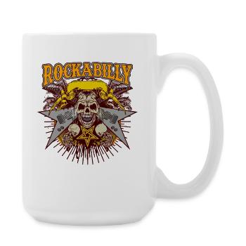 Rockabilly Skull Guitar Metal Star Retro Punk Art - Large Mug 440 ml - white - Right