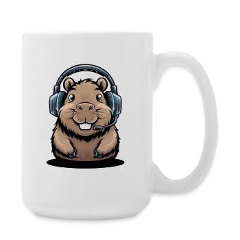  Capybara Gamer Mit Headset Süßes Capybara Gaming - Große Tasse 440 ml - Weiß - Rechts