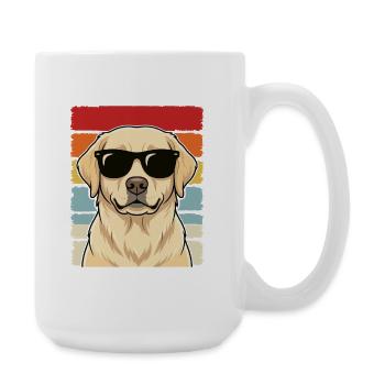 Cool Labrador Retro Sunglasses Dog Shirt - Große Tasse 440 ml - Weiß - Rechts