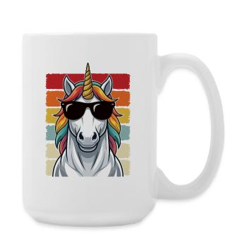 Cool Unicorn Sunglasses Retro Cute Shirt - Große Tasse 440 ml - Weiß - Rechts