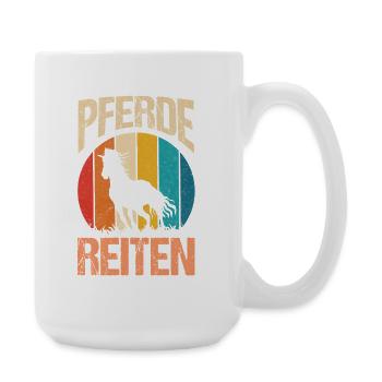 Reiten Pferdeliebhaber Reiterhof Pferde - Große Tasse 440 ml - Weiß - Rechts