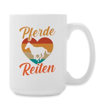 Reiten Pferdeliebhaber Reiterhof Pferde - Große Tasse 440 ml - Weiß - Rechts