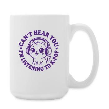 K-Pop Cat Music Headphones Kawaii - Large Mug 440 ml - white - Right