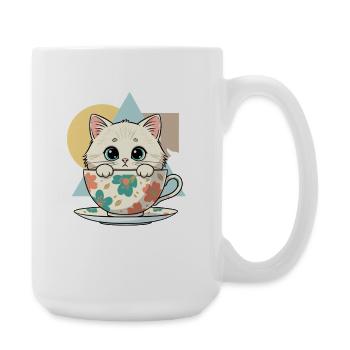 Kitten in teacup design - Large Mug 440 ml - white - Right
